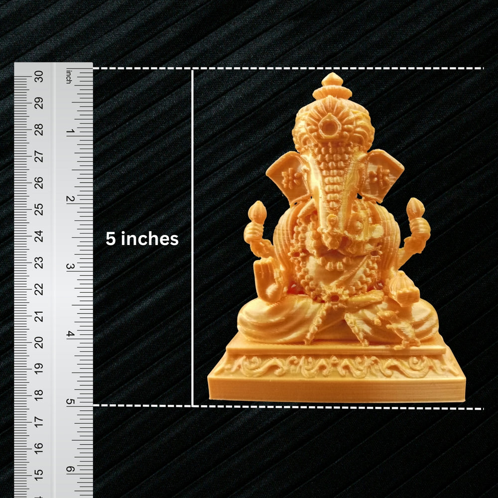 SNOOGG Pack of 3 Lord Ganesh Statue 3D Gold Sculpture for Hindu Religion, Suitable for Art & Craft, Gifting, Return Gift, Temple, Decoration, and DIY – 5 Inch