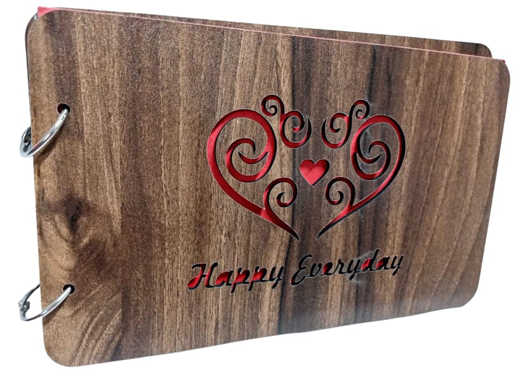 snoogg wooden front and back cover scrapbook with 60 black page photo album rectangle 10x6