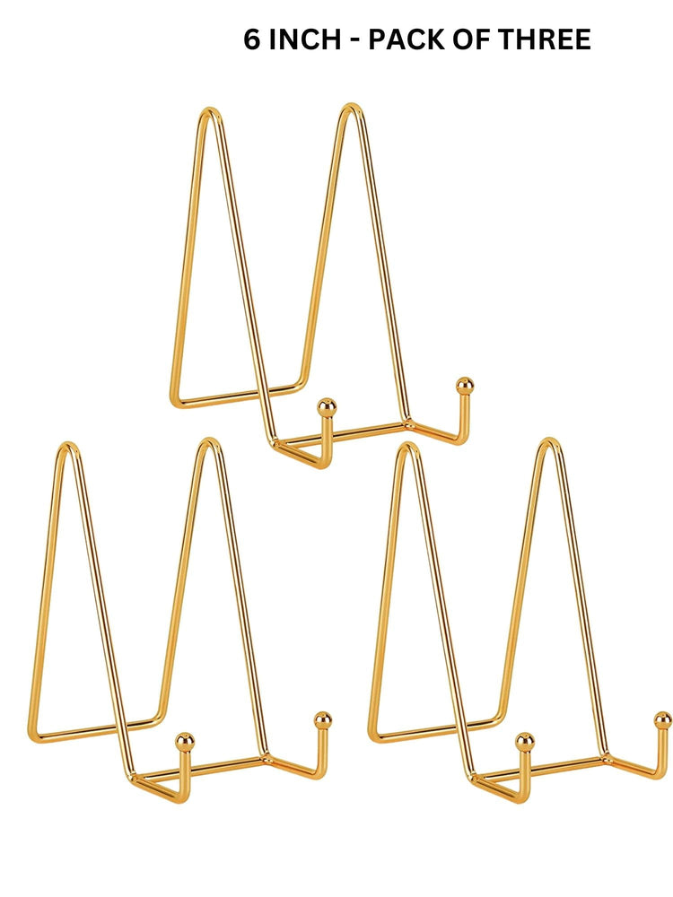 snoogg 6 inch pack of 3 display stands rose gold plate stands metal frame holder stand for