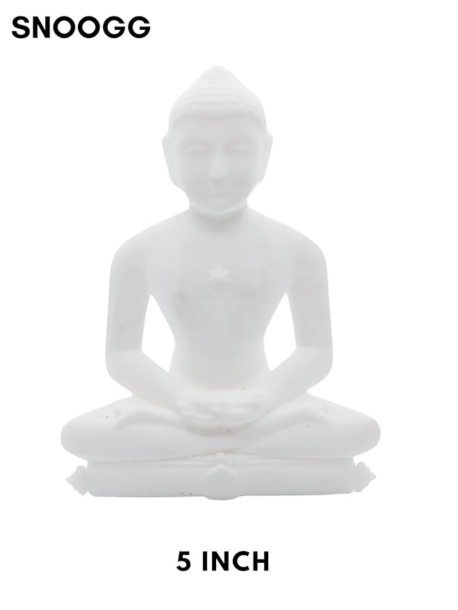 snoogg 5 inch white lord mahaveer swami murti statue idol sculpture figurine