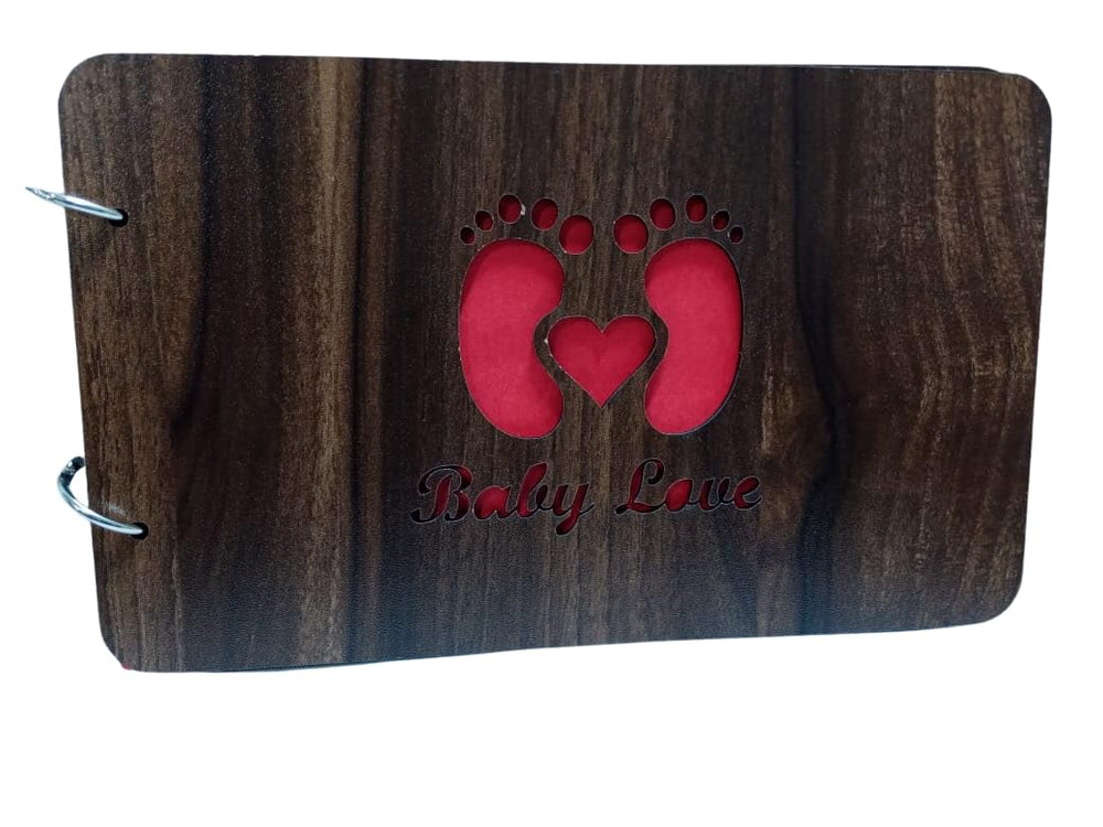 snoogg wooden front and back cover scrapbook with 60 black page photo album rectangle 10x6