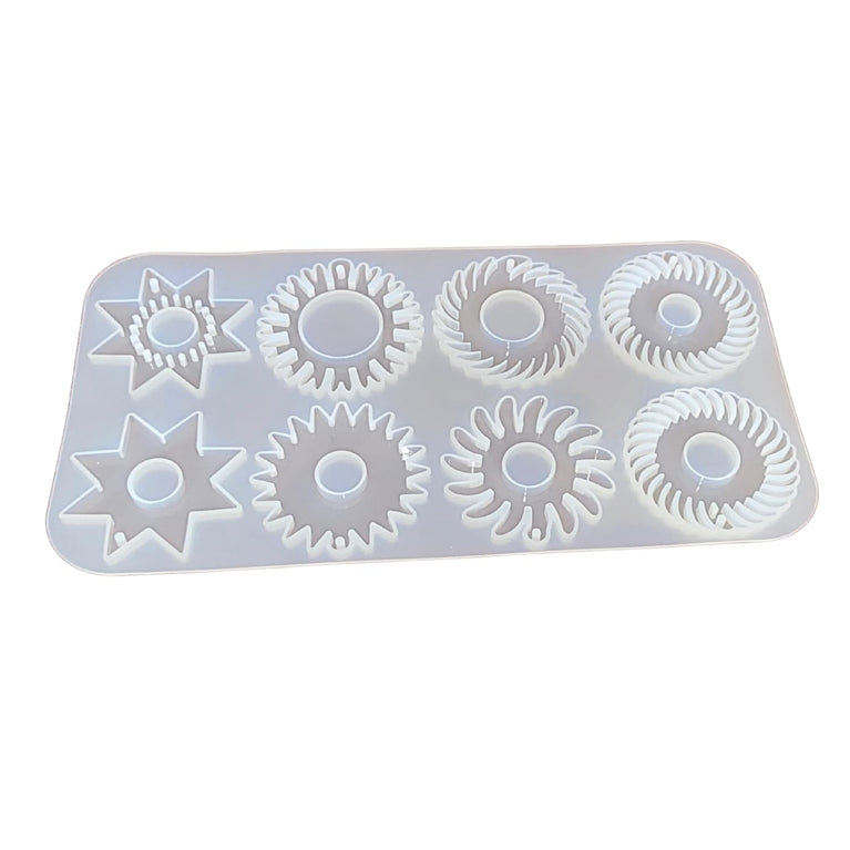 SNOOGG Cosmic Gears Suns Silicone Mold 8 Cavity Epoxy Resin Eco Gypsum Alternate to Jesmonite Casting for Jewelry Pendants Earrings Charms and Steampunk Crafts