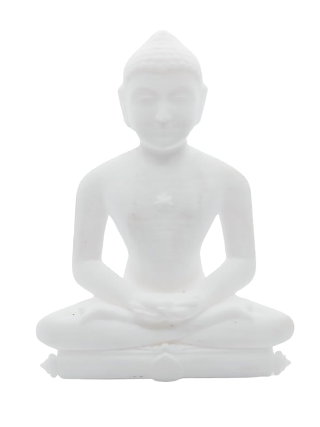 snoogg 3d white 3 inch mahaveer jain mahavir swami murti statue idol sculpture figurine for