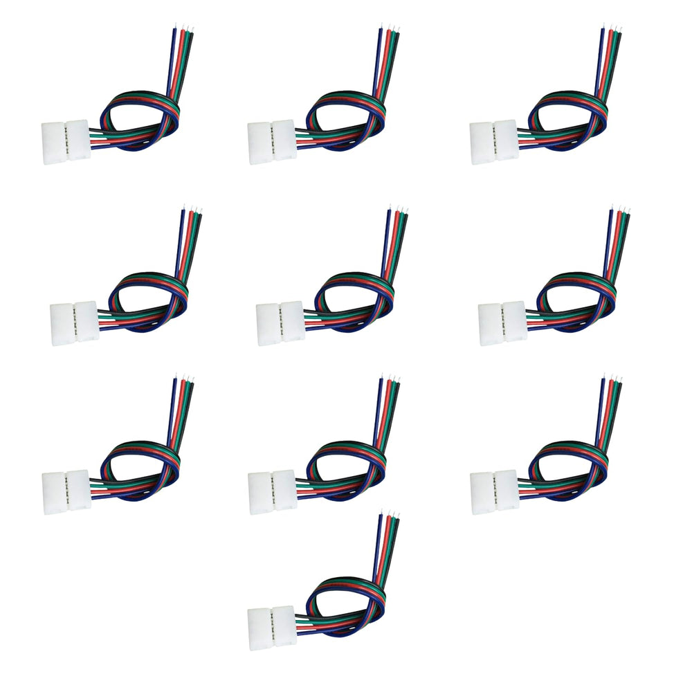 snoogg 10 mm solderless 4 wire connector clip for 5050 2835 rgb led strip light 4 pinwire 2