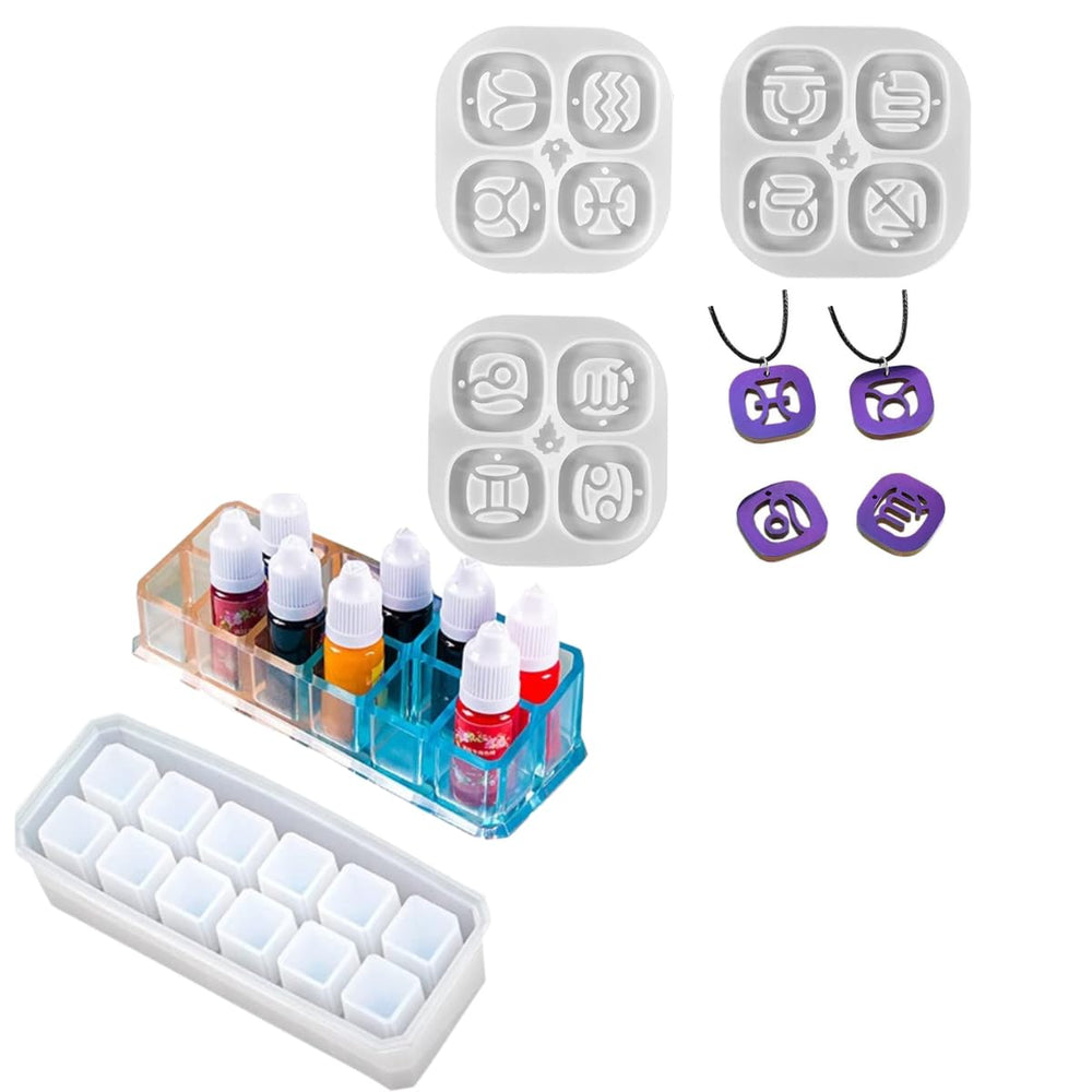 SNOOGG 10 Compartment Cosmetic Display Box and Small Balls Mold for Silicone Epoxy Resin Casting, DIY Project, Home Decor, Wedding etc.