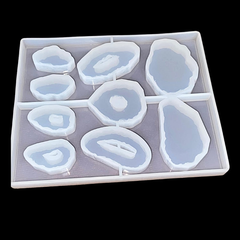 SNOOGG Natural Geode Slice Silicone Mold 9 Cavity Epoxy Resin Eco Gypsum Alternate to Jesmonite Casting for Jewelry Pendants Charms Coasters and Abstract Crafts