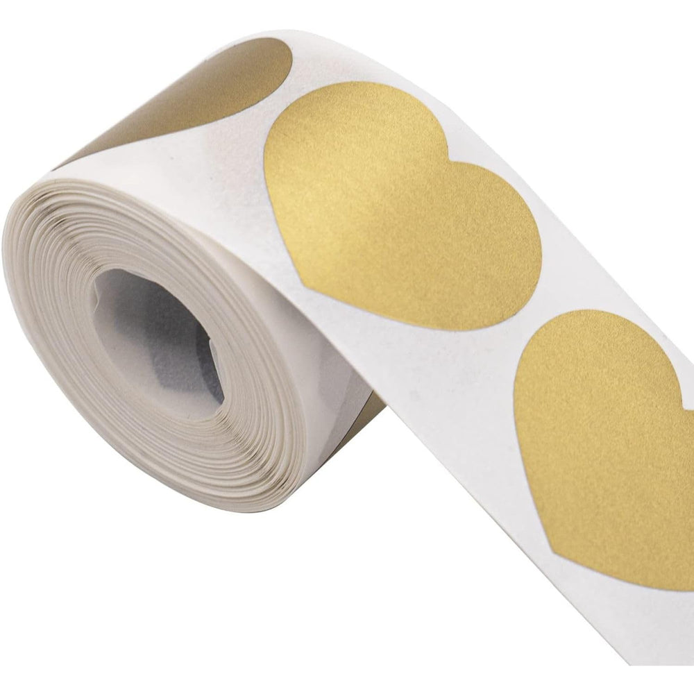 SNOOGG 300 Heart 1-Inch Gold DIY Scratch Off Stickers - Heart Shape Perfect for Party Games, Wedding Favors, Reward Charts, DIY Crafts, Events & More