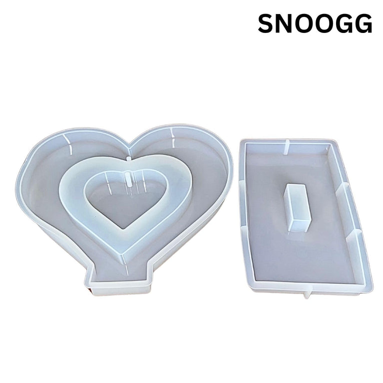 SNOOGG Double Heart Photo Frame Resin Mould, 8 inch, Silicone Epoxy Casting Mould for DIY Picture Frames, Crafts, Home Decor