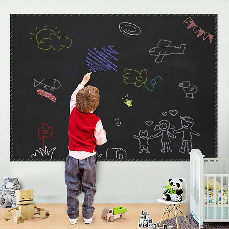 snoogg removable chalkboard contact paper roll with 5 colorful chalks self adhesive blackbo