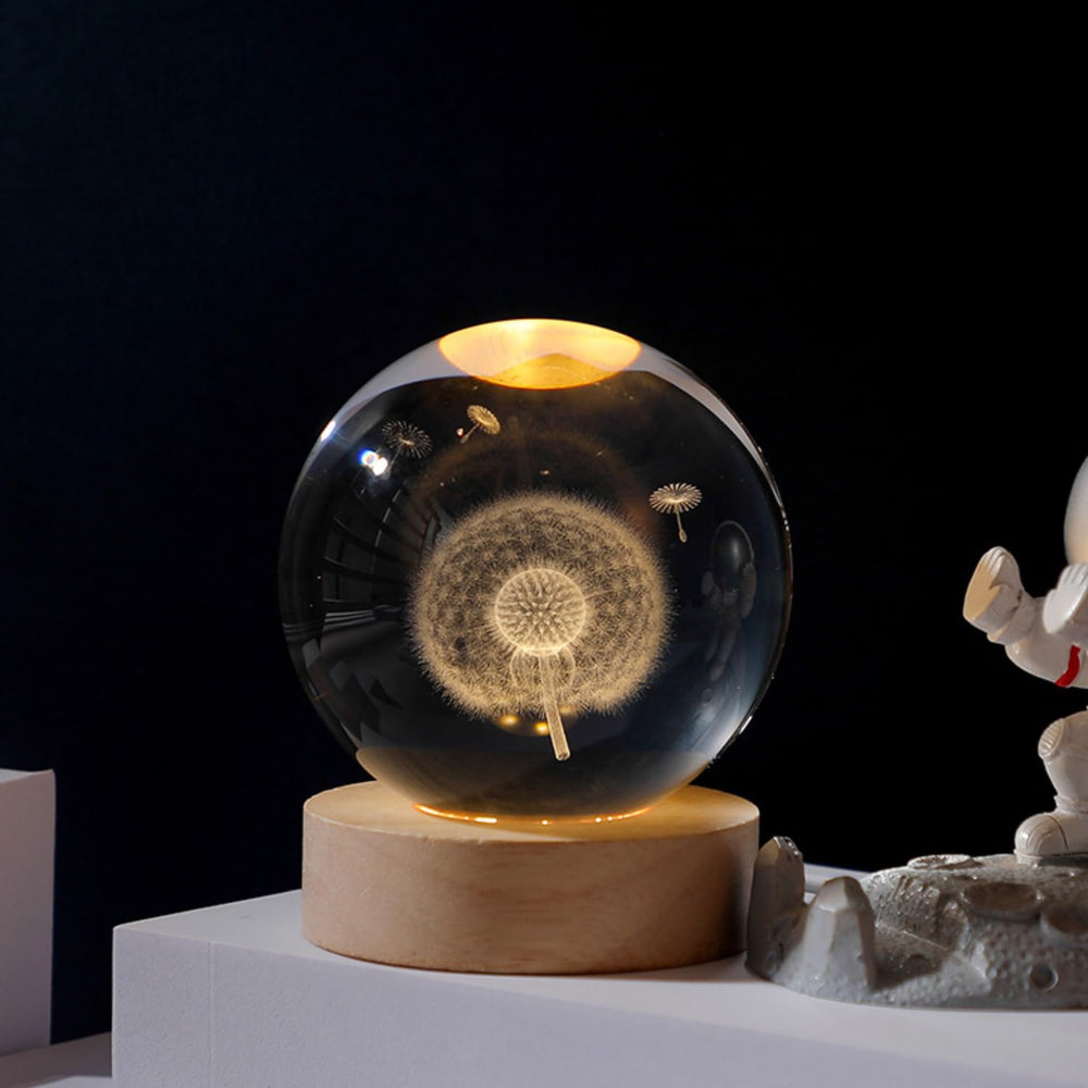 snoogg 60mm laser engraved dandelion glass crystal ball paperweight glass sphere display gl