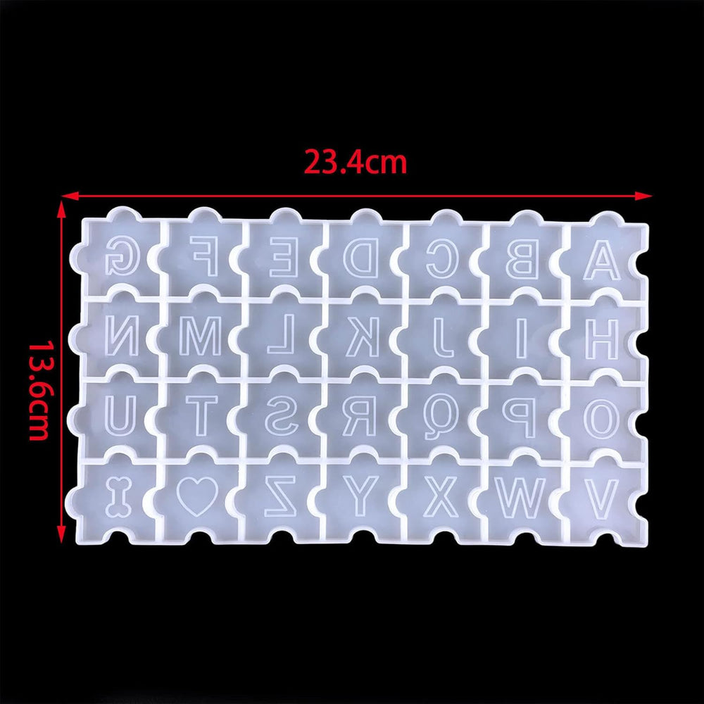 SNOOGG Pack of 1 ABCD Puzzle with 26 Alphabet Letters and 2 Shape Resin Silicone epoxy Mold for Solving Puzzle, Kids Activity,Art and Craft DIY and More