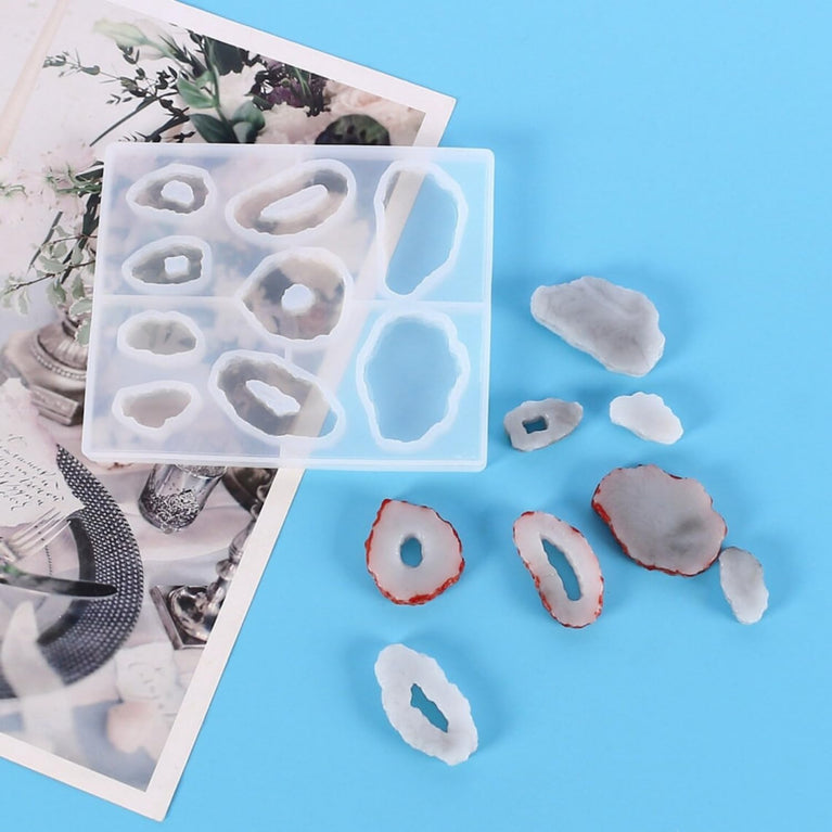 SNOOGG Natural Geode Slice Silicone Mold 9 Cavity Epoxy Resin Eco Gypsum Alternate to Jesmonite Casting for Jewelry Pendants Charms Coasters and Abstract Crafts