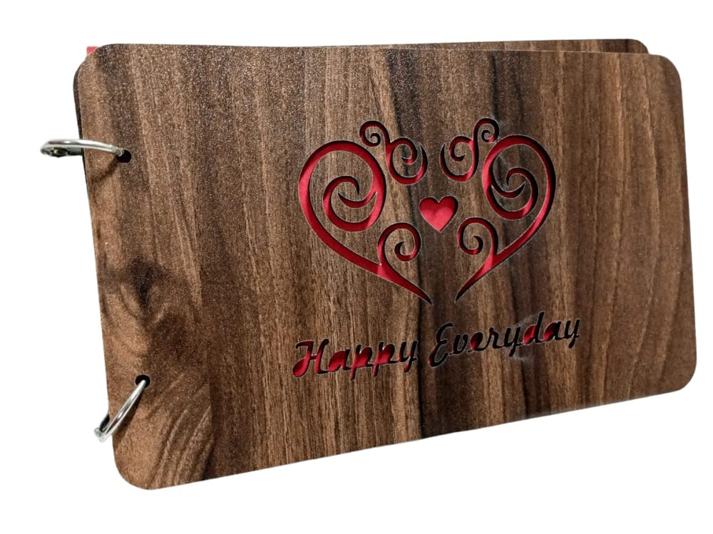 snoogg wooden front and back cover scrapbook with 60 black page photo album rectangle 10x6