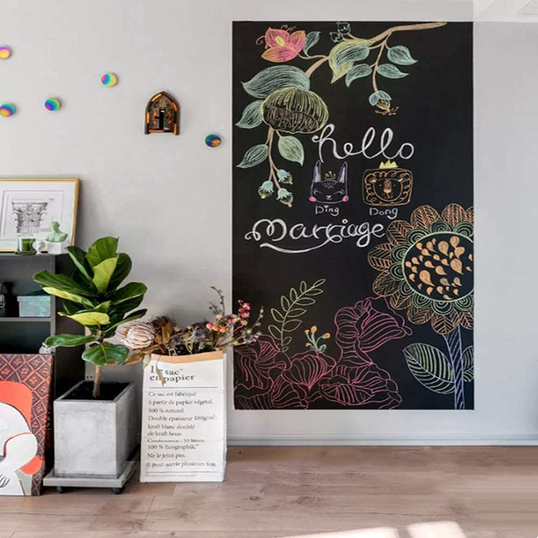 snoogg black board wall sticker removable decal chalkboard with 5 free chalks for home scho