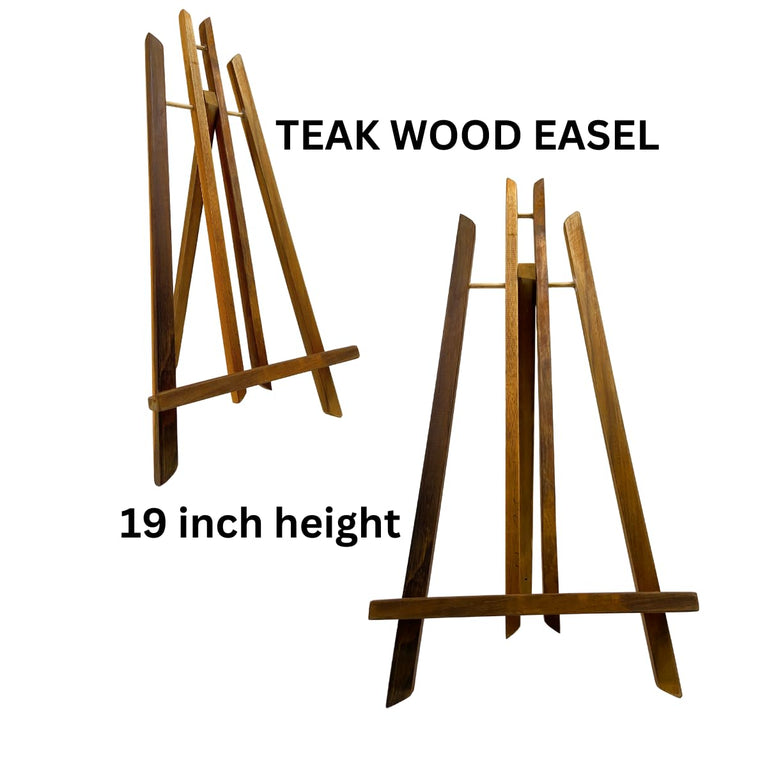 snoogg 19 inch teak wood tripod easel set of 3 crafted with non slip legs perfectly suited