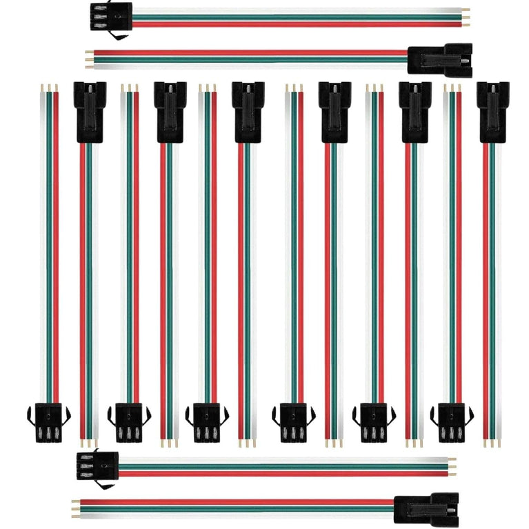 snoogg 16 pairs 3 pin connectors 15cm 20awg wire female male led connector for ws2812b ws28