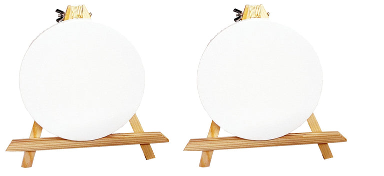 snoogg art party series portable 6 stretched canvas round with 8 tabletop display stand a f