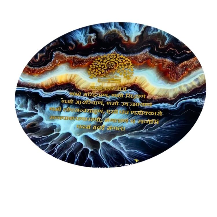 snoogg resin art gold foil navkar mantra with lord mahavira for jain community and religion