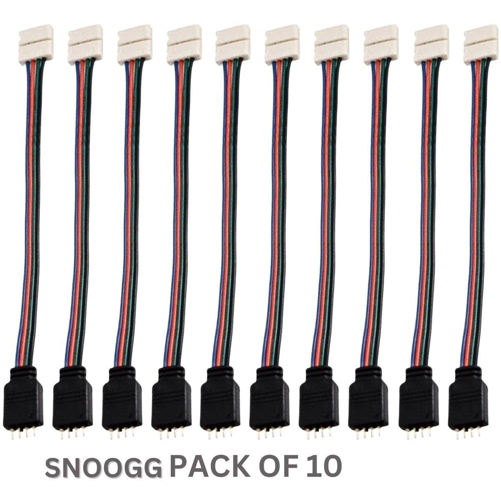 snoogg 10 pack of 4 pin rgb male needle pins and other end 4 pin led strip quick connectors