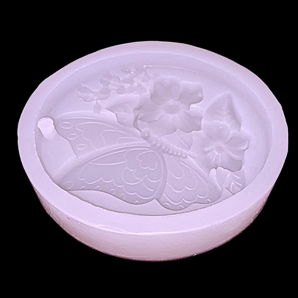 SNOOGG Butterfly Floral Silicone Mold Oval Plaque Epoxy Resin Eco Gypsum Alternate to Jesmonite Casting for Soap Making Wax Melts and Decorative Nature Crafts