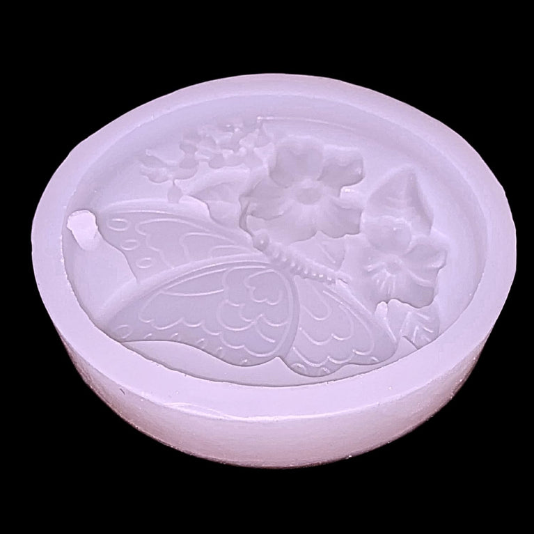 SNOOGG Butterfly Floral Silicone Mold Oval Plaque Epoxy Resin Eco Gypsum Alternate to Jesmonite Casting for Soap Making Wax Melts and Decorative Nature Crafts