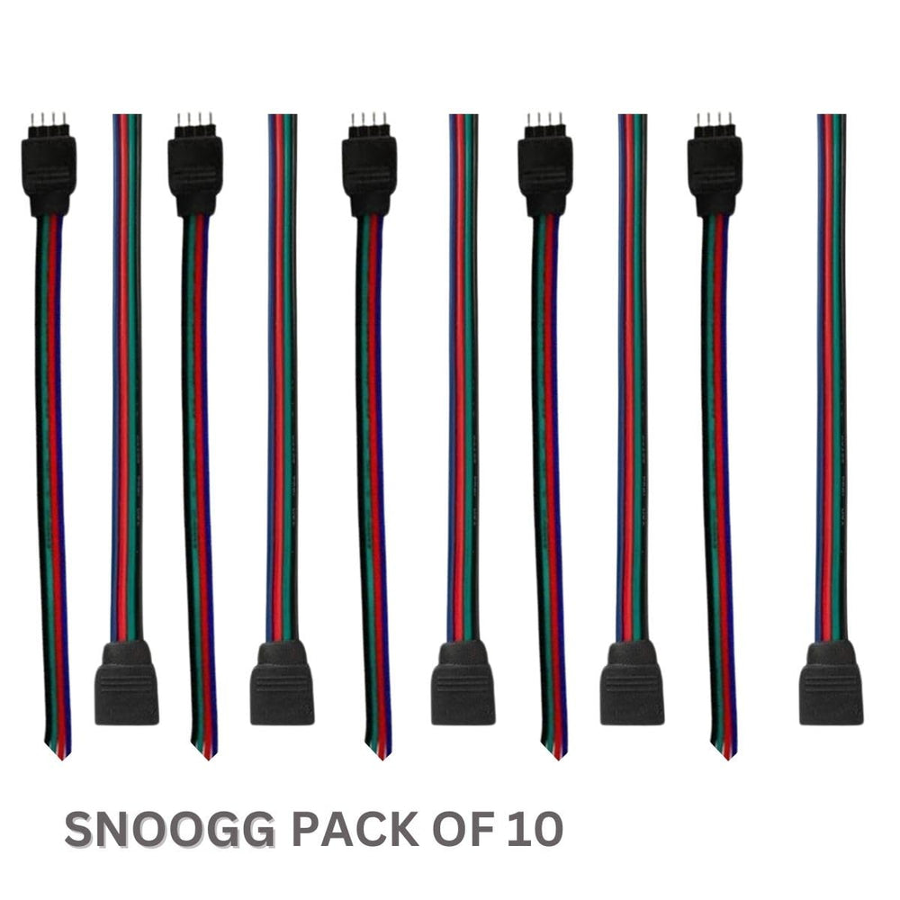 snoogg 10 pack of 4 pin rgb female and male needle pins connector 5 piece of each for power