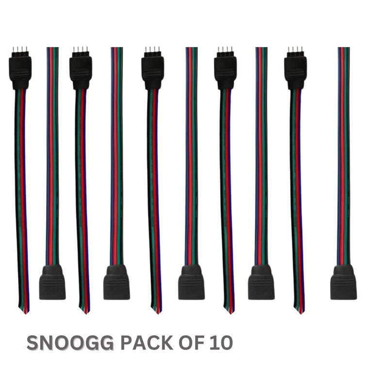 snoogg 10 pack of 4 pin rgb female and male needle pins connector 5 piece of each for power