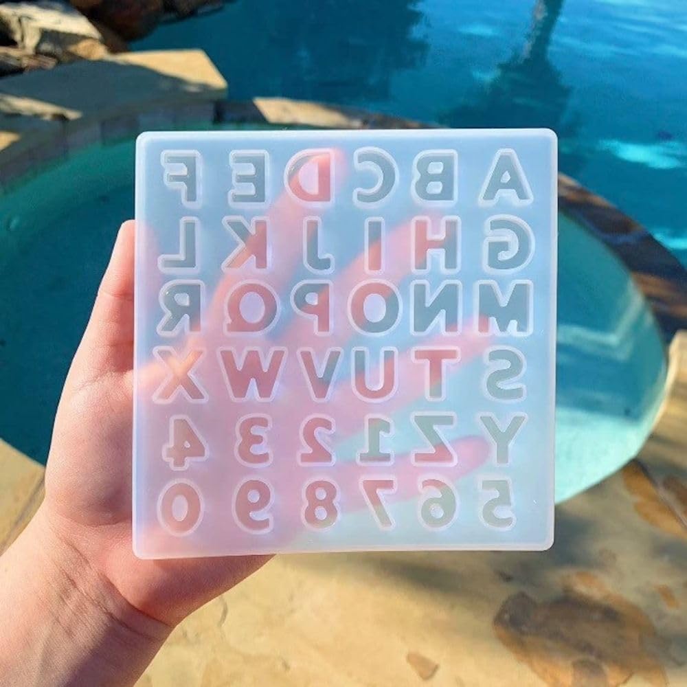 SNOOGG Mini Alphabet ABCD Mold Pack of 1 Molds for Silicone Epoxy Resin Casting Mini Alphabet Number Molds, Reusable Epoxy Molds for DIY Keychain Pendant Earring