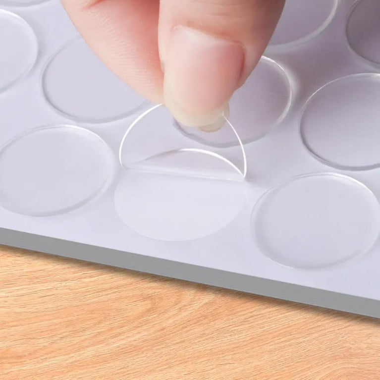 SNOOGG Nano Dot Stickers: Clear Round & Square Double-Sided Gel Adhesive, Removable & Reusable Multipurpose Dots for Wood, Glass, Walls, Crafts, Party & Festive Decor (70, 15 MM)