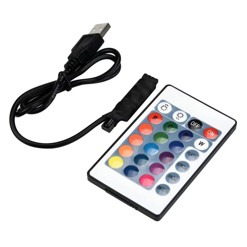snoogg 5v usb rgb led controller with 24 key ir wireless remote includes three 4 pin needle