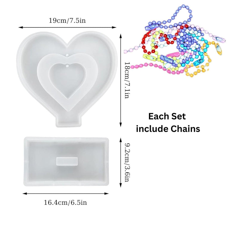 SNOOGG Double Heart Photo Frame Resin Mould, 8 inch, Silicone Epoxy Casting Mould for DIY Picture Frames, Crafts, Home Decor