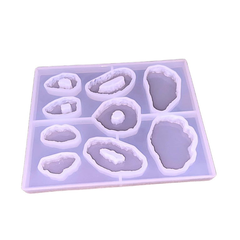 SNOOGG Natural Geode Slice Silicone Mold 9 Cavity Epoxy Resin Eco Gypsum Alternate to Jesmonite Casting for Jewelry Pendants Charms Coasters and Abstract Crafts