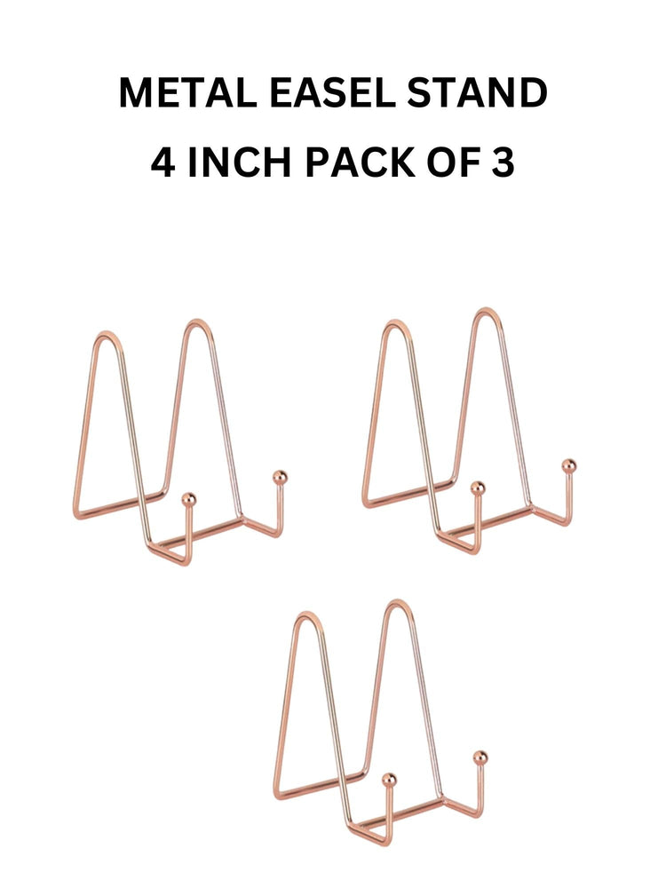 snoogg pack of 3 display stands rose gold plate stands metal frame holder with size 4 inch