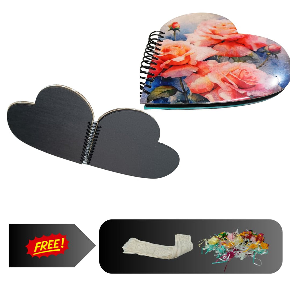 snoogg heart shape scrapbook journals album hard wood u v printed with resin art cover with