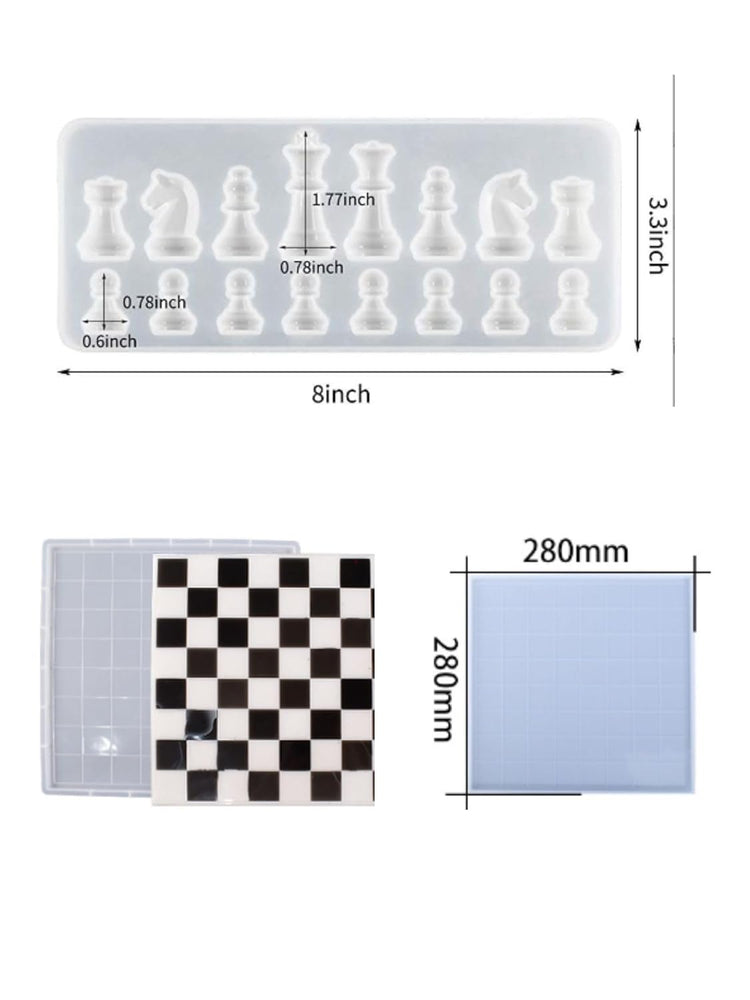 Snoogg Pack of 3 Mold Chess one Board and 2 Mold of Checkers Use for Epoxy Resin Casting Resin Art for Home Decoration, DIY Crafts and Handmade Gifts