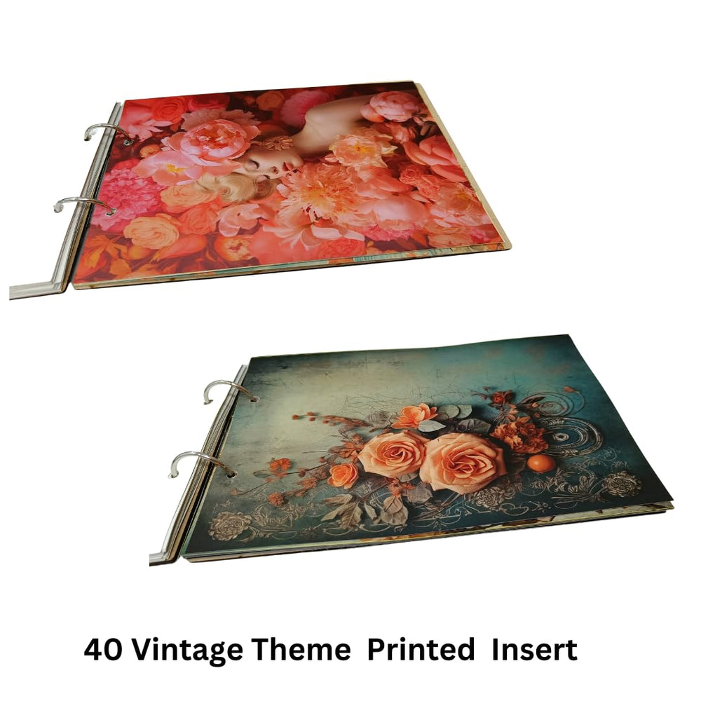 snoogg 10x6 hard cover printed 80 pages scrapbook kit vintage aesthetic for bullet junk jou