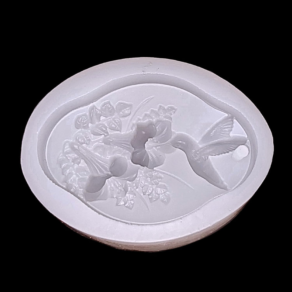 SNOOGG Hummingbird Flower Silicone Mold, Oval Plaque Epoxy Resin Eco Gypsum Alternate to Jesmonite Casting for Soap Making, Wax Melts, Gypsum, and Decorative Nature Crafts