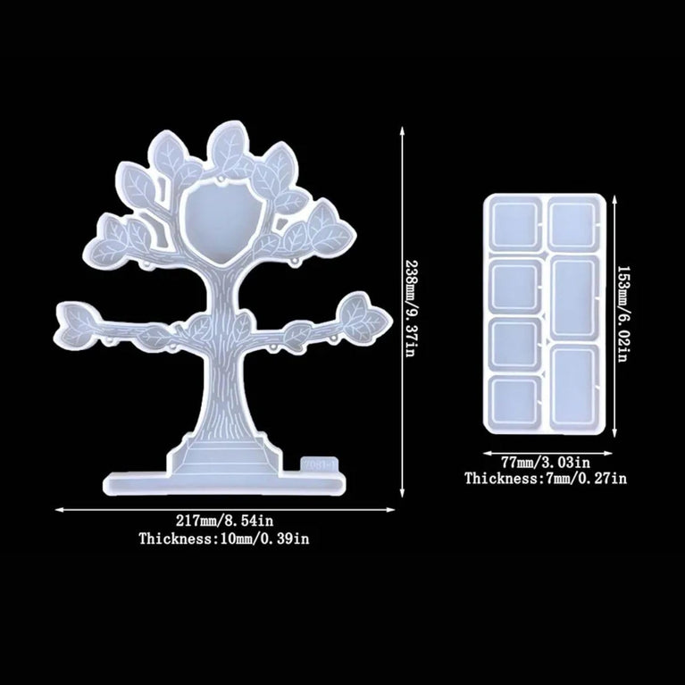 SNOOGG Photo Frame Silicone Resin Moulds Family Tree Shape Epoxy Resin Picture Frame Kit with & Hanging Photo Mould 2 Moulds - 1 Set for Home Wall Decor