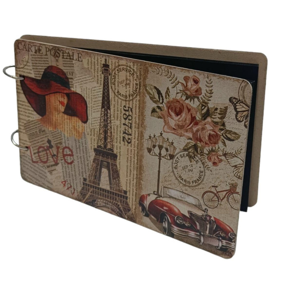 snoogg scrapbook 60 page photo album rectangle 10x6 inch 280 gsm with uv vintage design pri