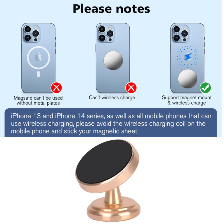 SNOOGG Magnetic Car Mobile Holder 360 Rotate All Purpose Car Holder Car Mounts Built-in Strong Magnets Provide A Reliable Hold Without Interfering with The Smartphones Functioning