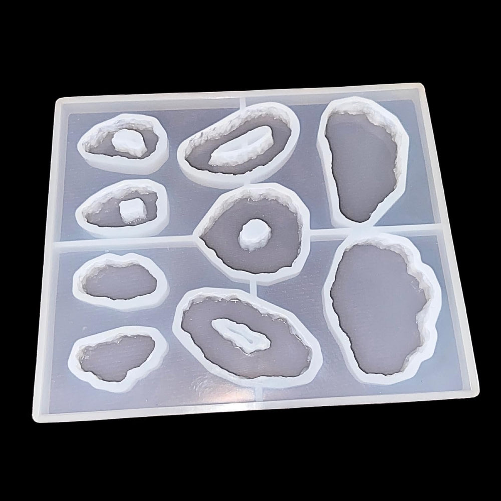 SNOOGG Natural Geode Slice Silicone Mold 9 Cavity Epoxy Resin Eco Gypsum Alternate to Jesmonite Casting for Jewelry Pendants Charms Coasters and Abstract Crafts