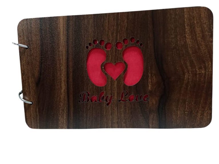 snoogg wooden front and back cover scrapbook with 60 black page photo album rectangle 10x6