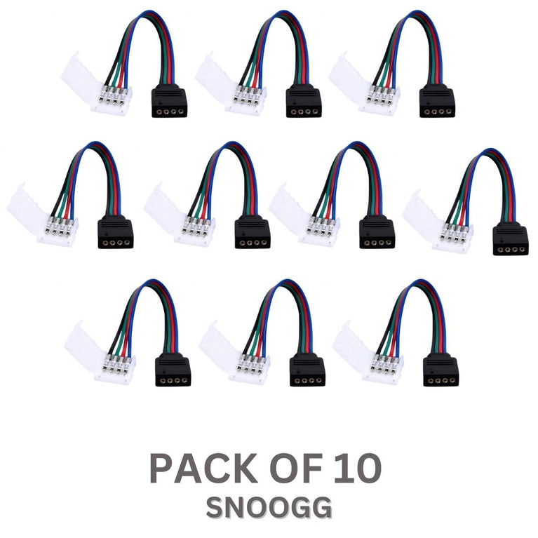 snoogg 10 pack of 4 pin rgb female needle pins and other end 4 pin led strip quick connecto