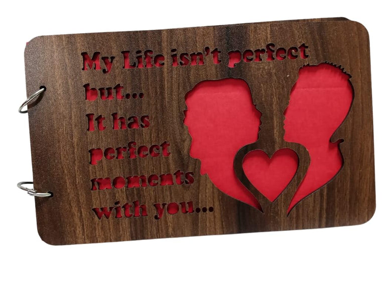 snoogg wooden front and back cover scrapbook with 60 black page photo album rectangle 10x6