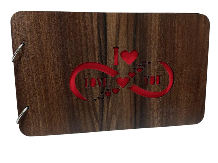 snoogg wooden front and back cover scrapbook with 60 black page photo album rectangle 10x6