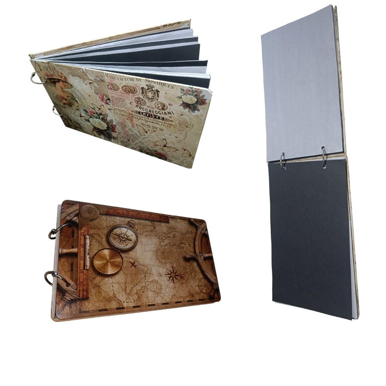 snoogg scrapbook 60 page photo album rectangle 10x6 inch 280 gsm with uv vintage design pri