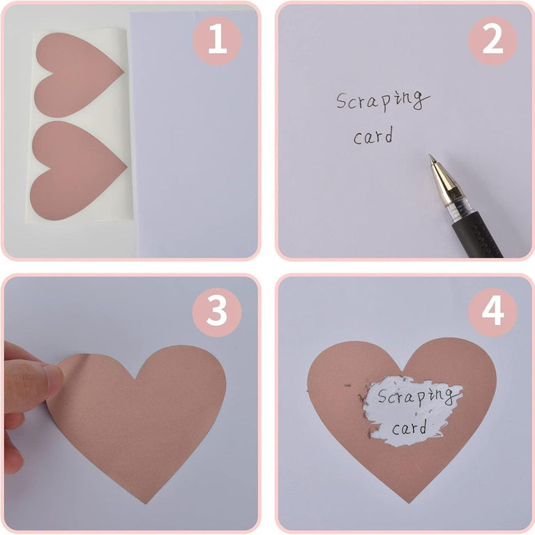 SNOOGG 300 Heart 1-Inch Rose Gold DIY Scratch Off Stickers - Heart Shape Perfect for Wedding Invites, Baby Showers, Party Games, Promotions & DIY Crafts