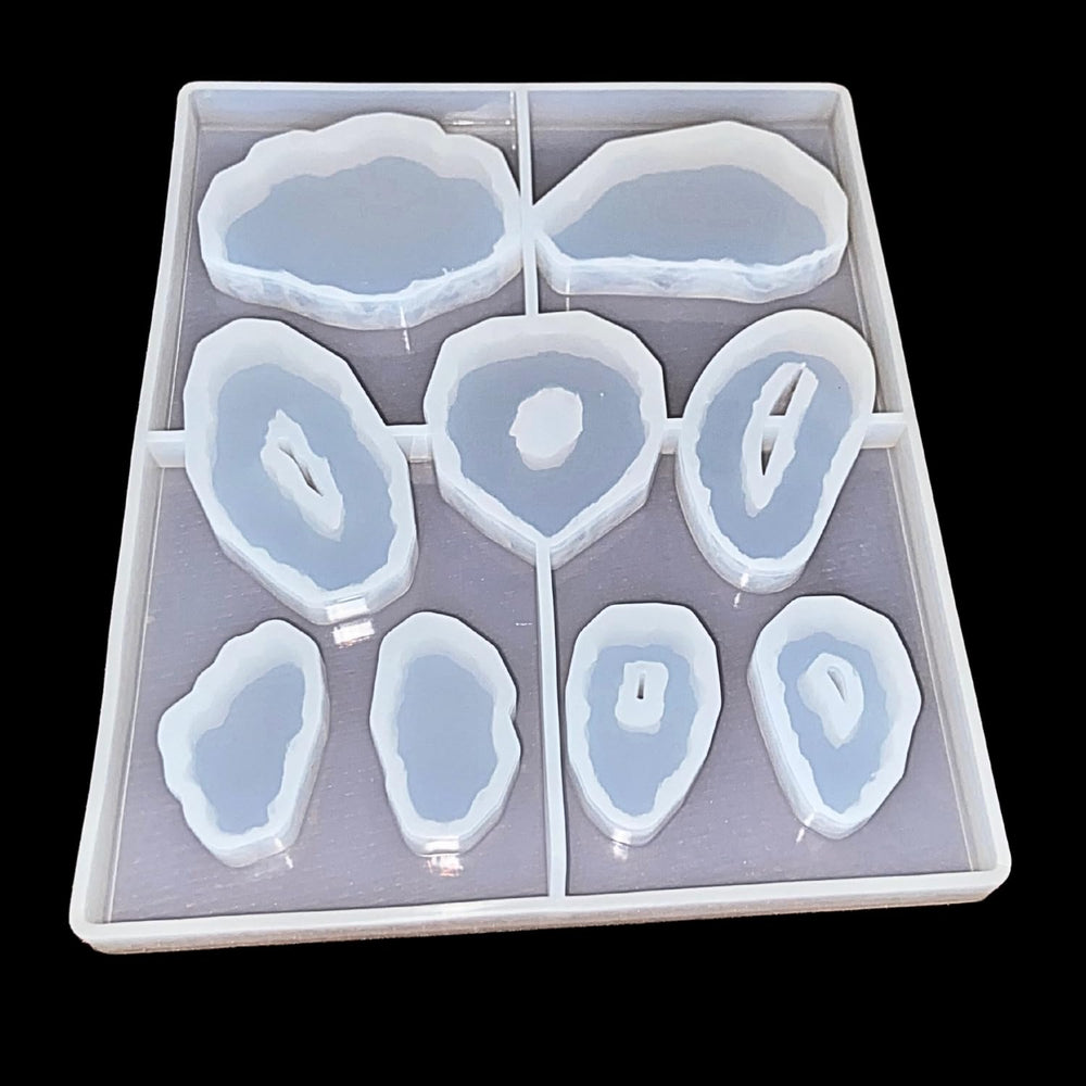 SNOOGG Natural Geode Slice Silicone Mold 9 Cavity Epoxy Resin Eco Gypsum Alternate to Jesmonite Casting for Jewelry Pendants Charms Coasters and Abstract Crafts