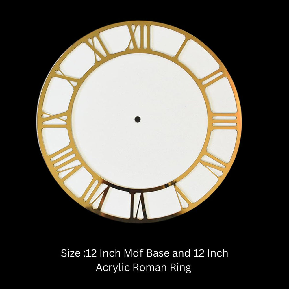 snoogg 12 inch round mirror acrylic clock dial plate of roman numerals and 12 inch mdf roun
