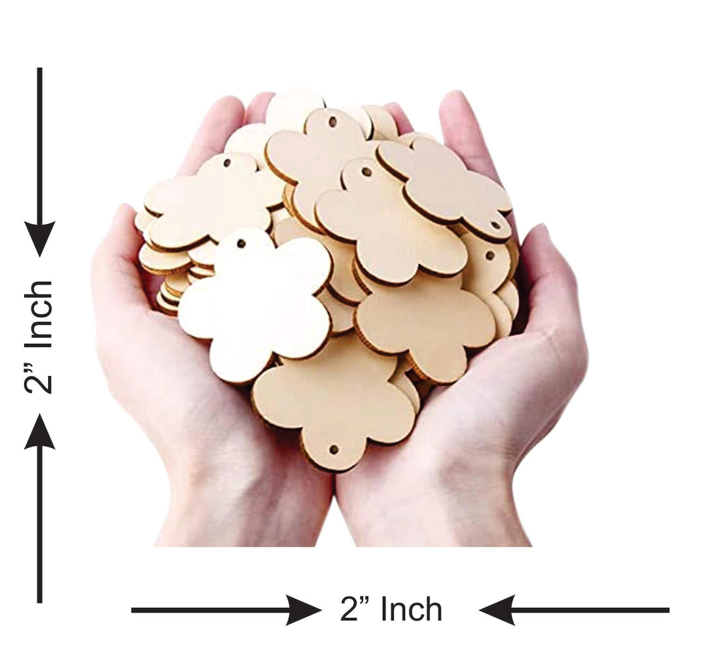 snoogg 10 piece of 2 inch flower keychain mdf wooden laser cut outs for art and crafts diy